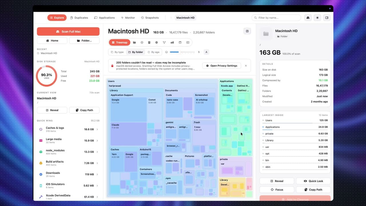 DiskDude treemap view